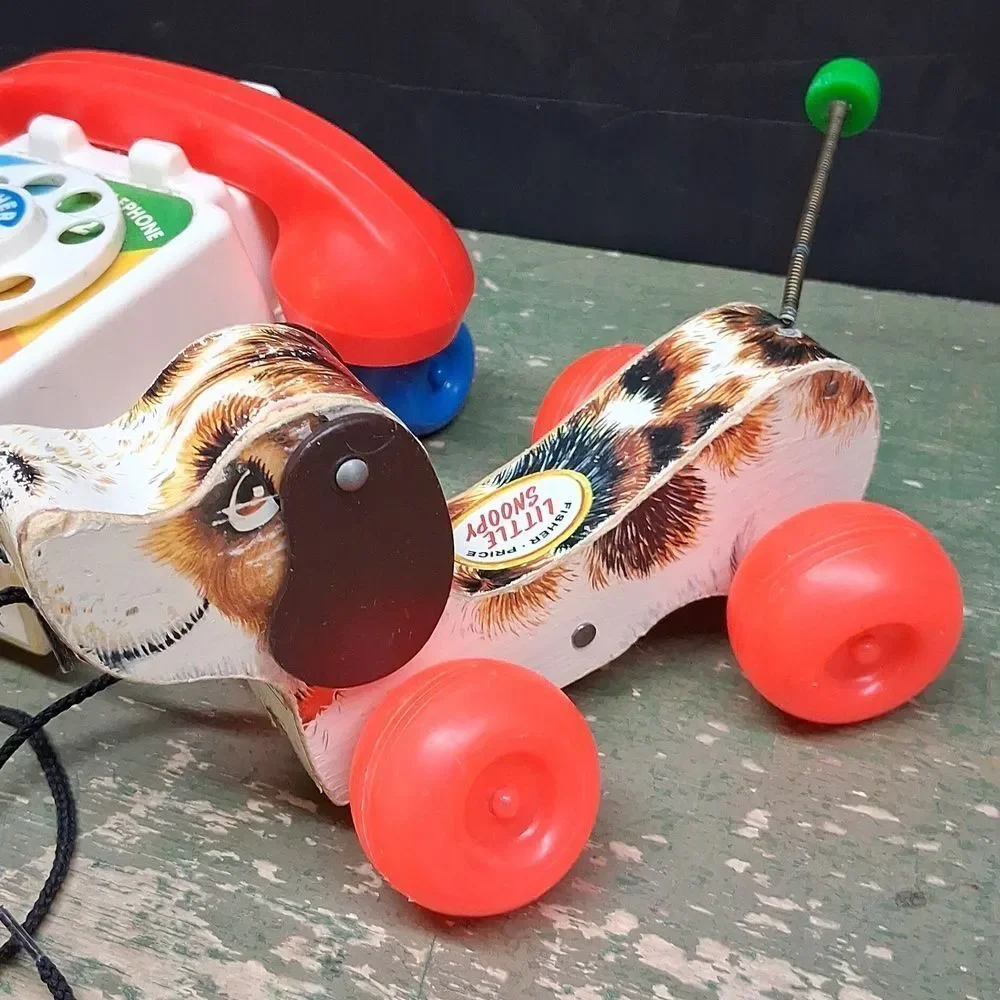 Vintage1979 Fisher-Price Roly Raccoon #172 Chatter Telephone, little Snoopy #693